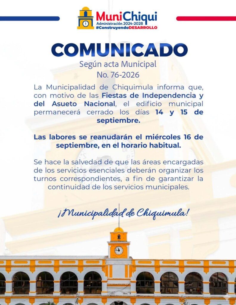 La Municipalidad de Chiquimula Comunica: