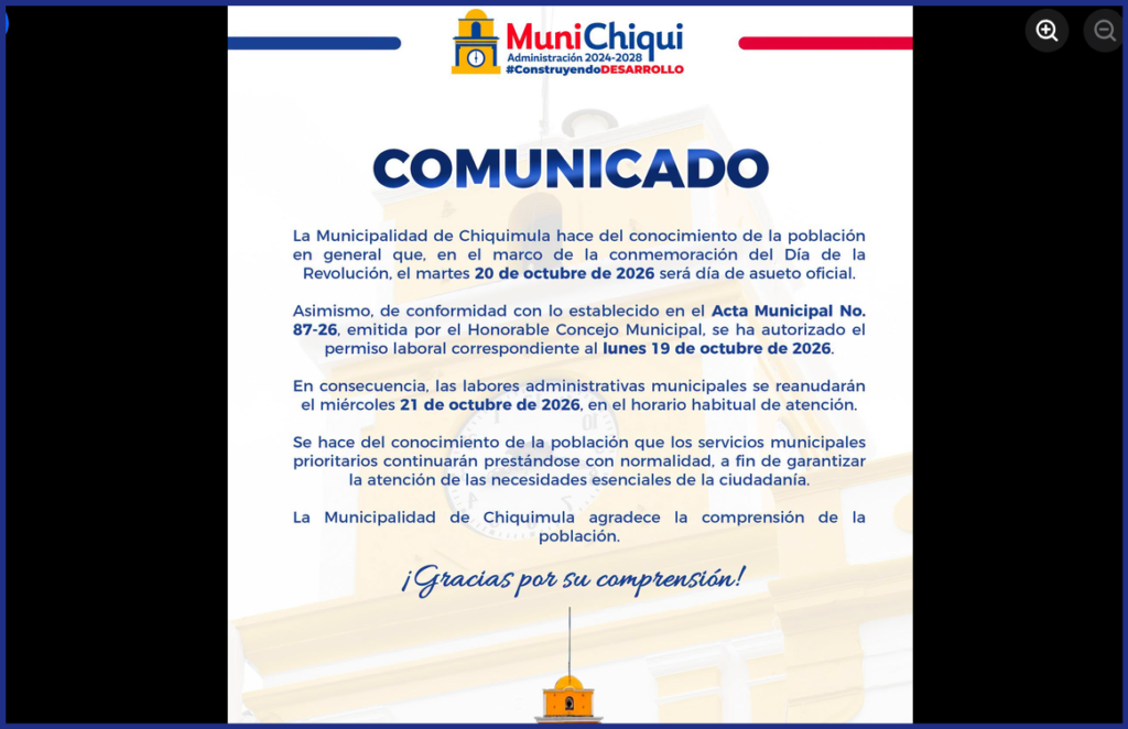 📢 La Municipalidad de Chiquimula Comunica: